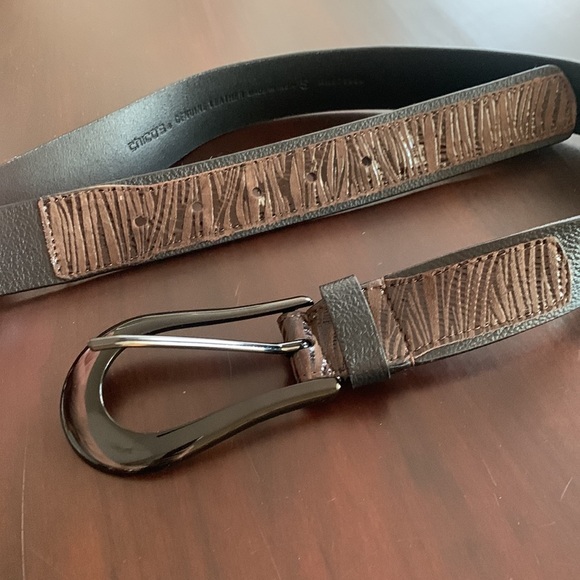 Chico's Grand Rios Leather and Metal Links Belt Women’s Size Small - Picture 2 of 12